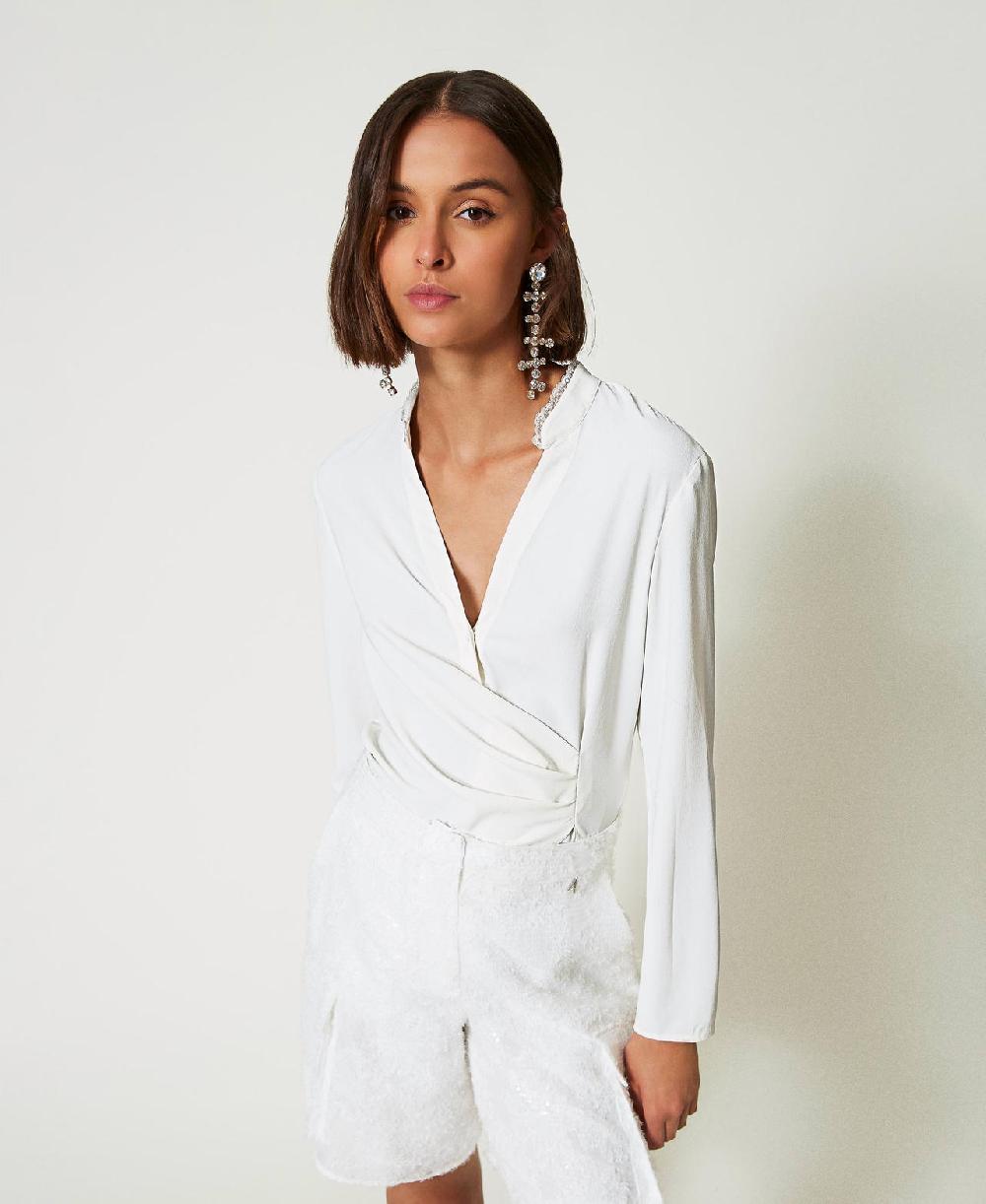 Scee by twin set Blusa in crêpe de Chine riciclato Saldi