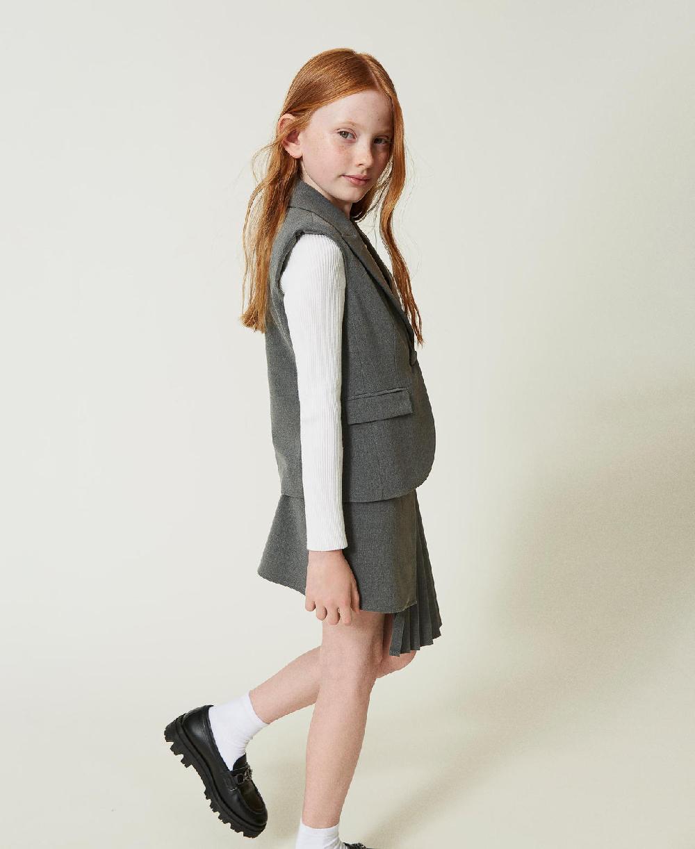 Scee by twin set Gilet monopetto in flanella Vendita Calda
