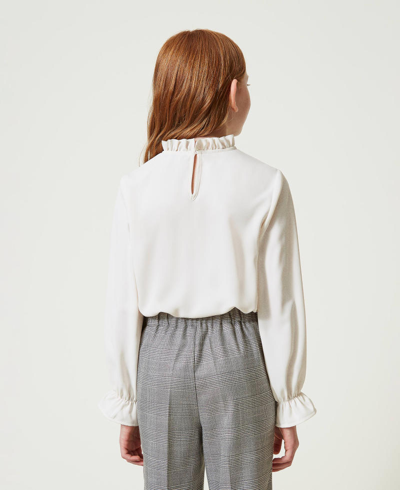 Scee by twin set Blusa in crêpe de Chine con jabot In Saldo