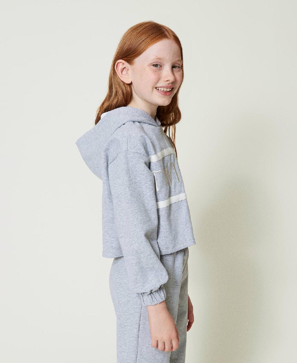 Scee by twin set Felpa cropped con logo ricamato 2025