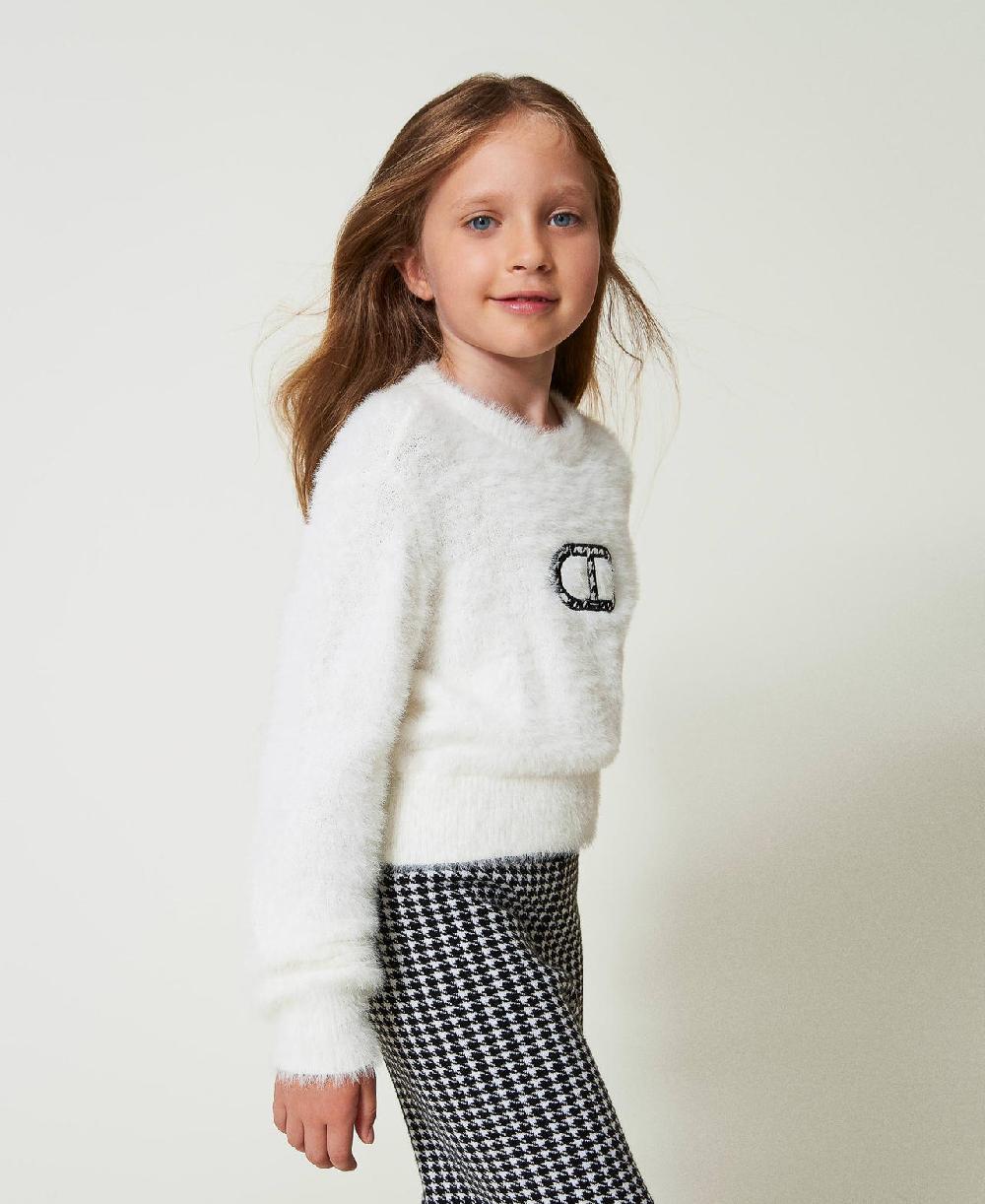 Scee by twin set Maglia effetto pelliccia con logo Oval T Italy