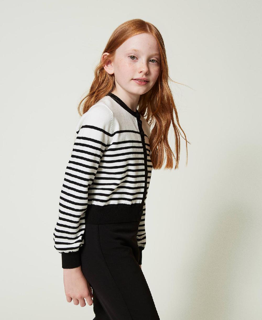 Scee by twin set Cardigan a righe con logo jacquard Offerta esclusiva