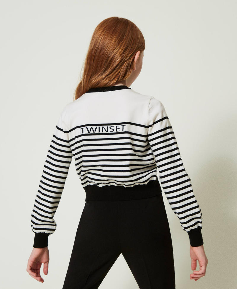 Scee by twin set Cardigan a righe con logo jacquard Offerta esclusiva