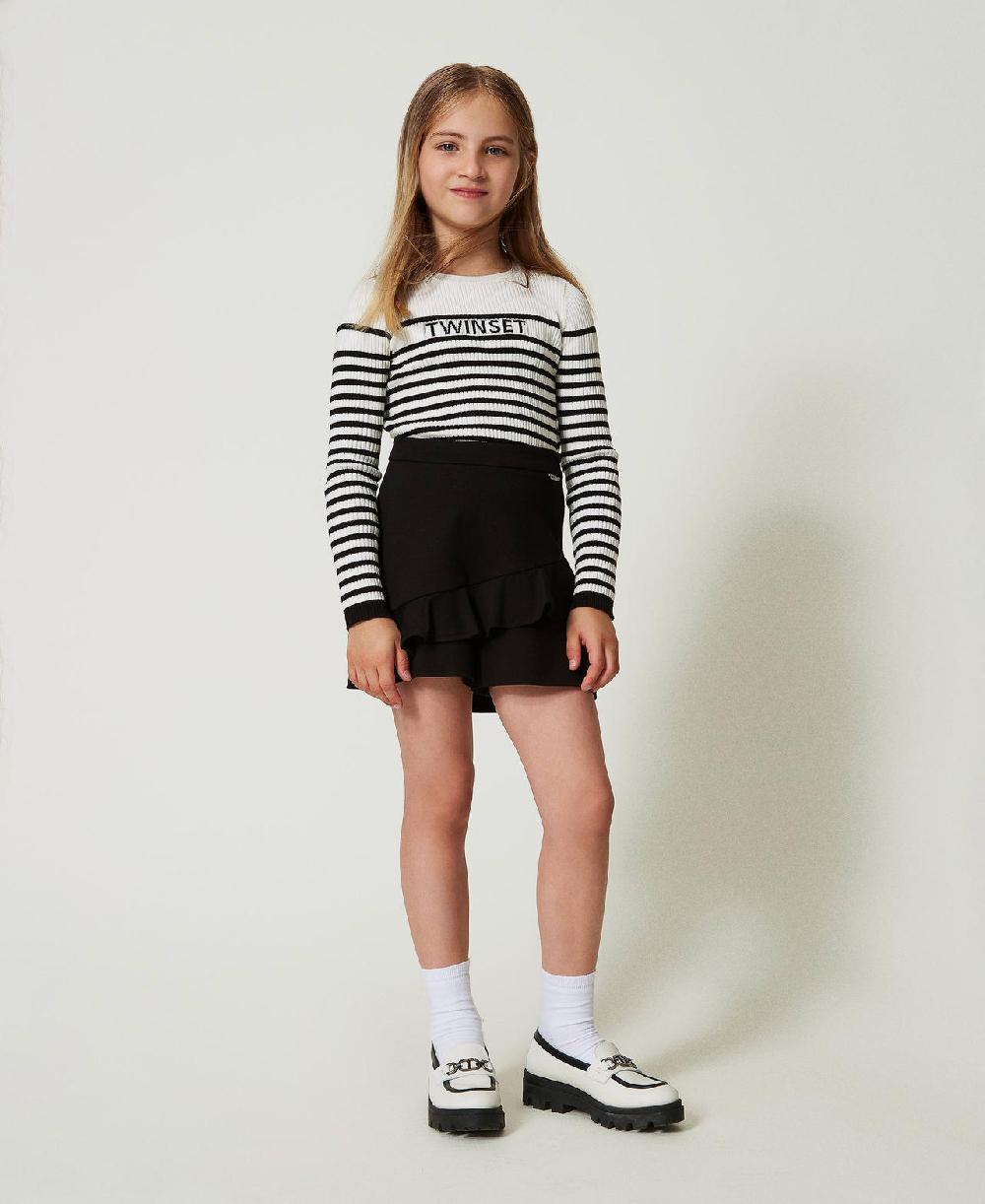 Scee by twin set Maglia girocollo a righe con logo jacquard Qualità