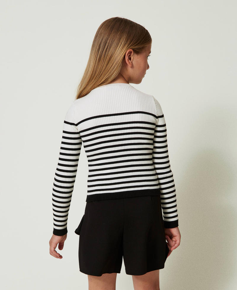 Scee by twin set Maglia girocollo a righe con logo jacquard Qualità