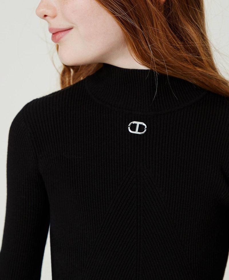 Scee by twin set Maglia lupetto a costine con logo Promozione