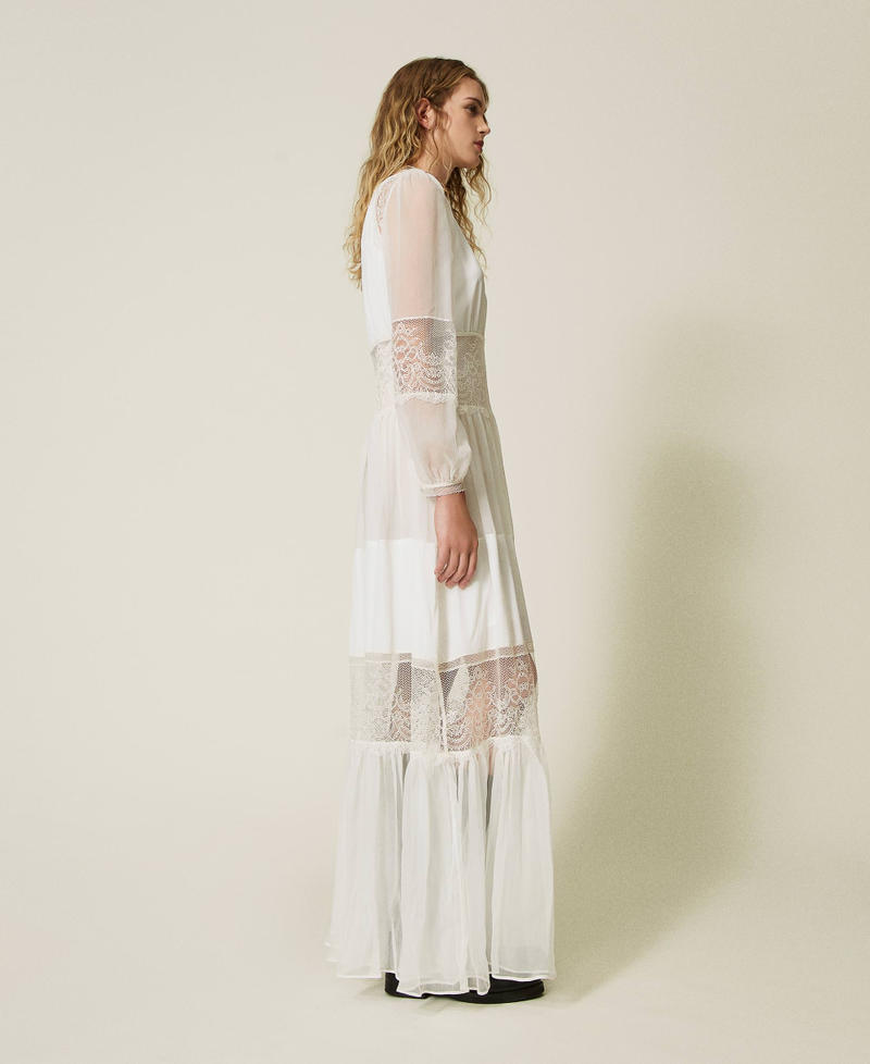 Scee by twin set Abito in creponne di seta con pizzo Soddisfazione Garantita