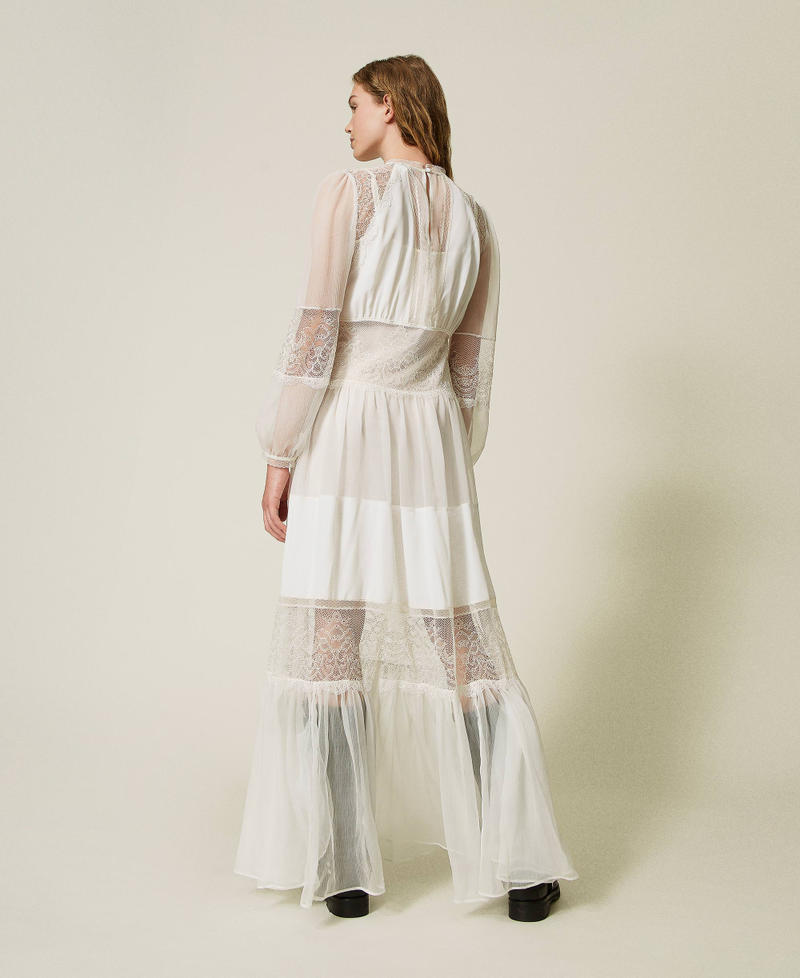 Scee by twin set Abito in creponne di seta con pizzo Soddisfazione Garantita
