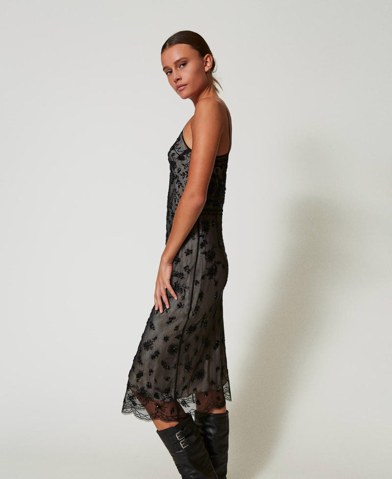 Scee by twin set Abito longuette in tulle con ricamo a mano Acquista Ora