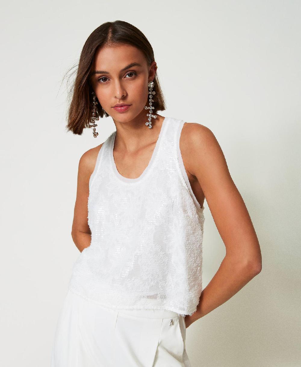 Scee by twin set Top a canotta in full paillettes Shopping Online