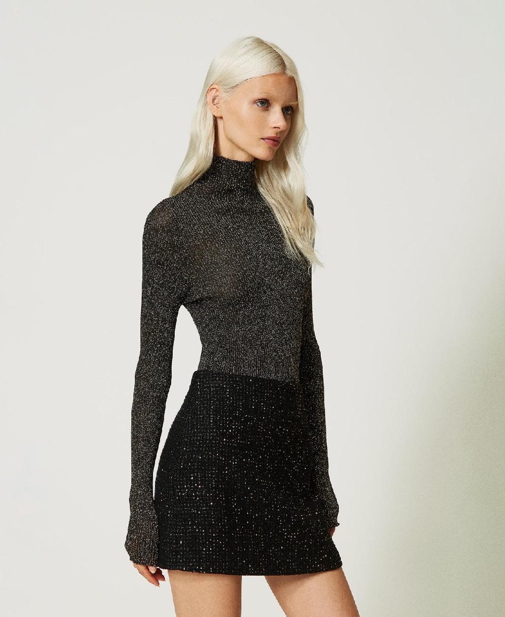 Scee by twin set Maglia lupetto in lurex a coste Presa