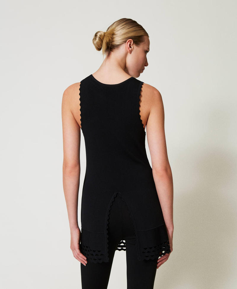 Scee by twin set Top doppio uso in maglia con trafori Outlet