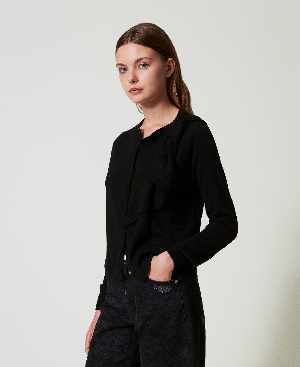 Scee by twin set Cardigan in misto lana con maxi fiocco Offerte