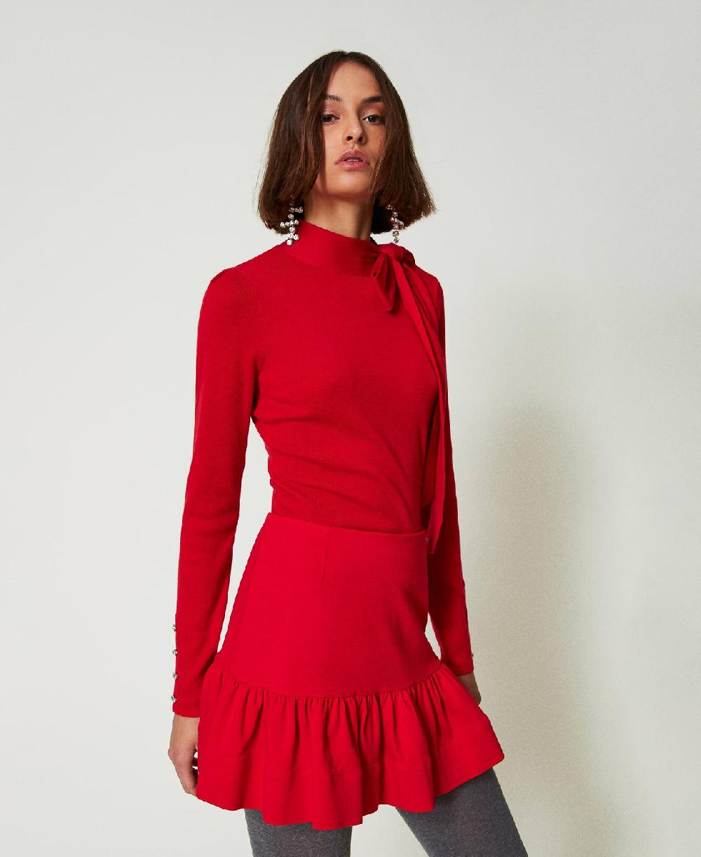 Scee by twin set Maglia lupetto con fiocco e ricamo Nuova