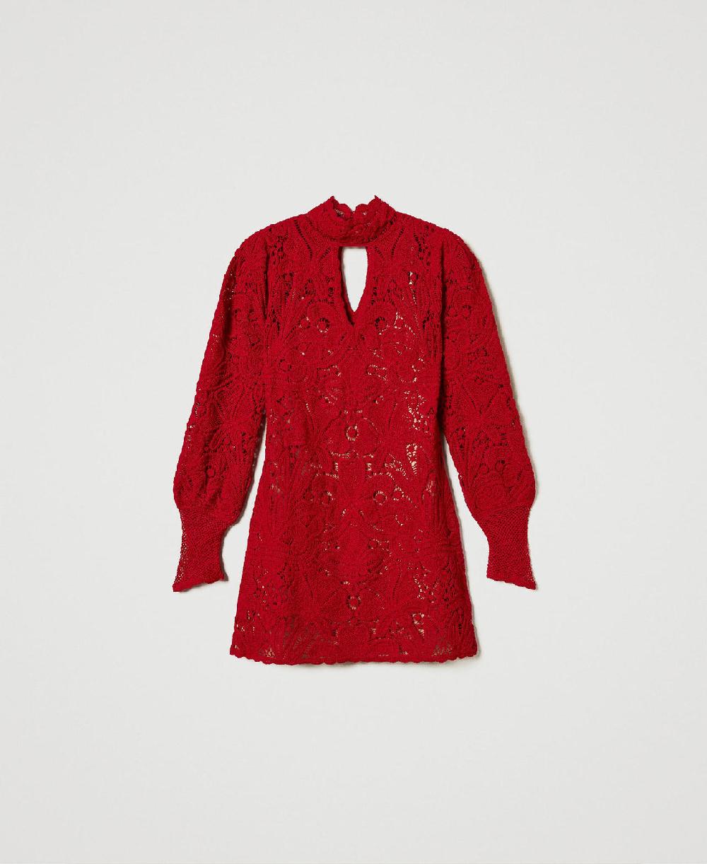 Scee by twin set Abito corto in maglia crochet a fiori Moda