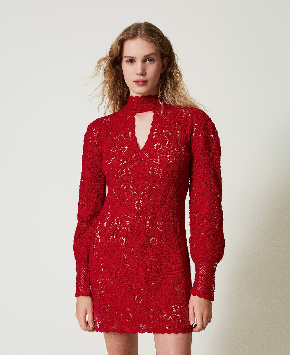 Scee by twin set Abito corto in maglia crochet a fiori Moda