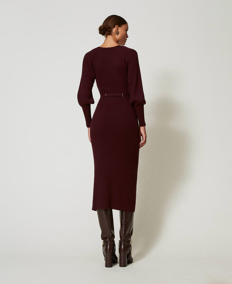 Scee by twin set Abito lungo in maglia a costine con cintura Italia
