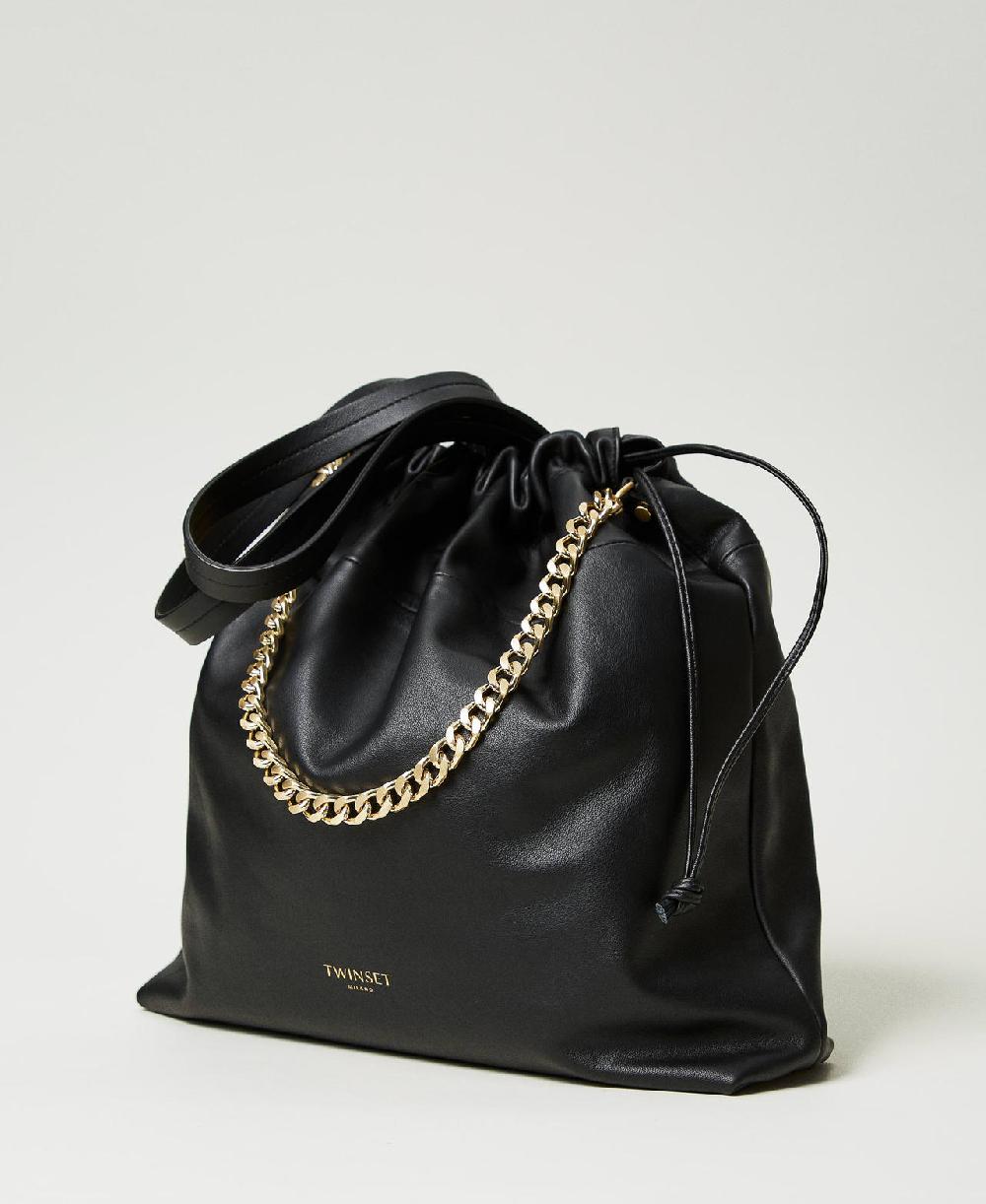 Scee by twin set Borsa shopper grande in pelle con coulisse Pezzi Unici