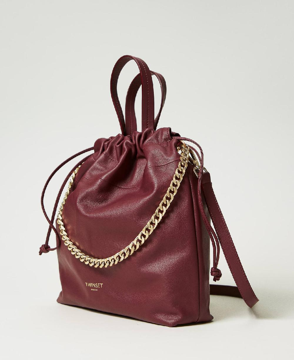 Scee by twin set Borsa shopper media in pelle con coulisse Affare Del Giorno