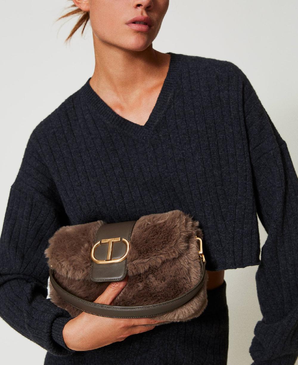 Scee by twin set Borsa a tracolla 'Amie' media in faux fur Presa