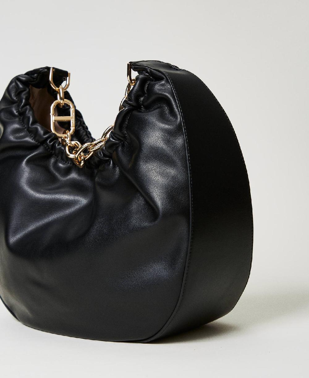 Scee by twin set Borsa hobo ‘Croissant’ con arricciatura e Oval T Vendita Economica