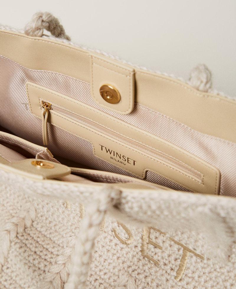 Scee by twin set Borsa shopper 'Bohémienne' tricot con logo Italia