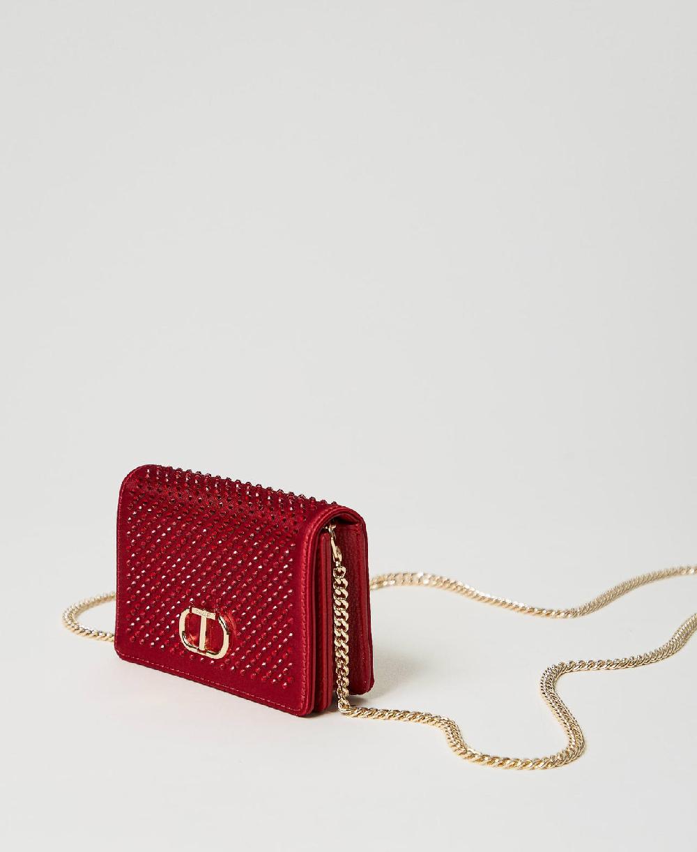 Scee by twin set Mini borsa a tracolla in raso con strass Pezzi Unici