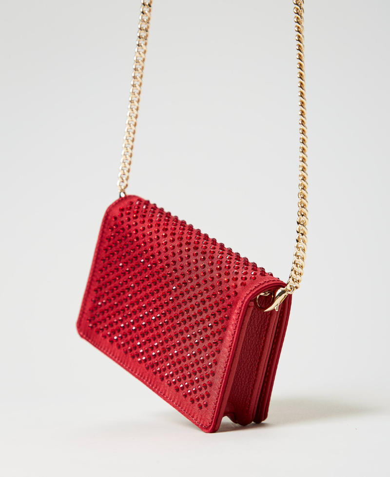 Scee by twin set Mini borsa a tracolla in raso con strass Pezzi Unici