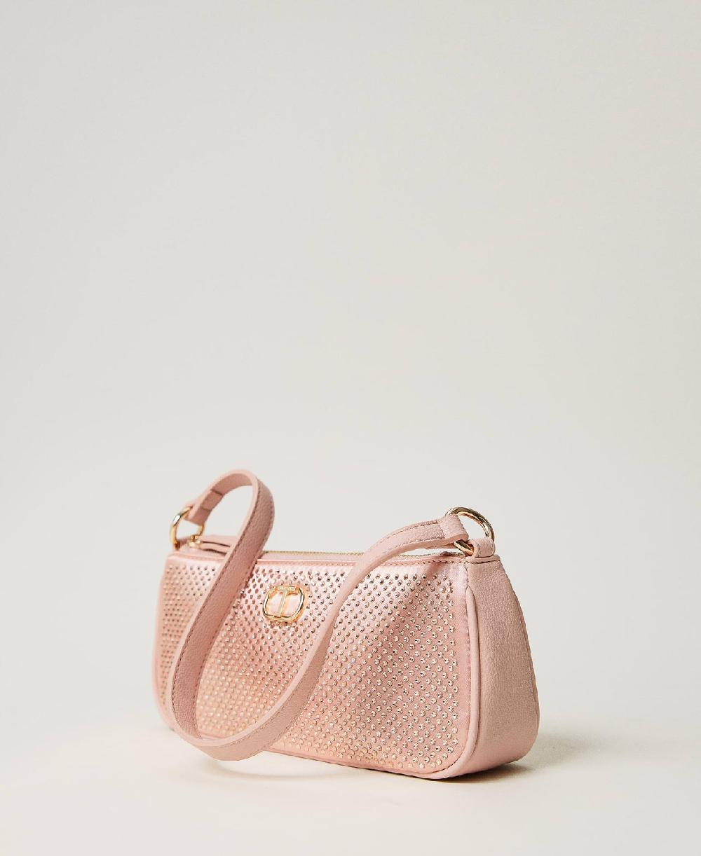 Scee by twin set Mini borsa in raso con strass e Oval T Promozione Limitata