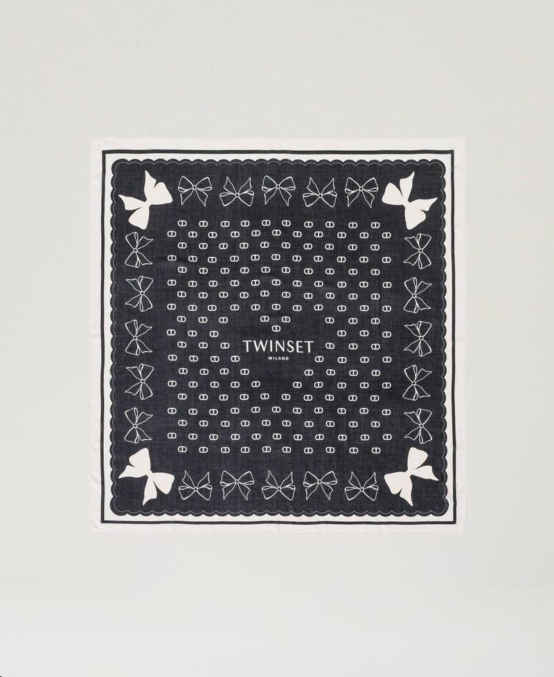 Scee by twin set Kefiah con stampa fiocchi e logo Presa