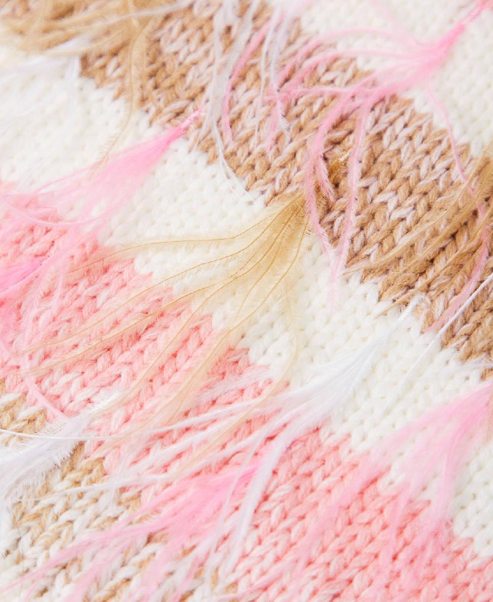 Scee by twin set Sciarpa jacquard con piume Economico