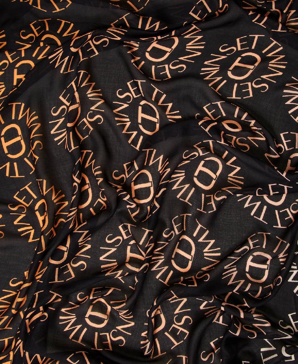 Scee by twin set Kefiah con stampa Oval T e logo Spedizione Gratuita