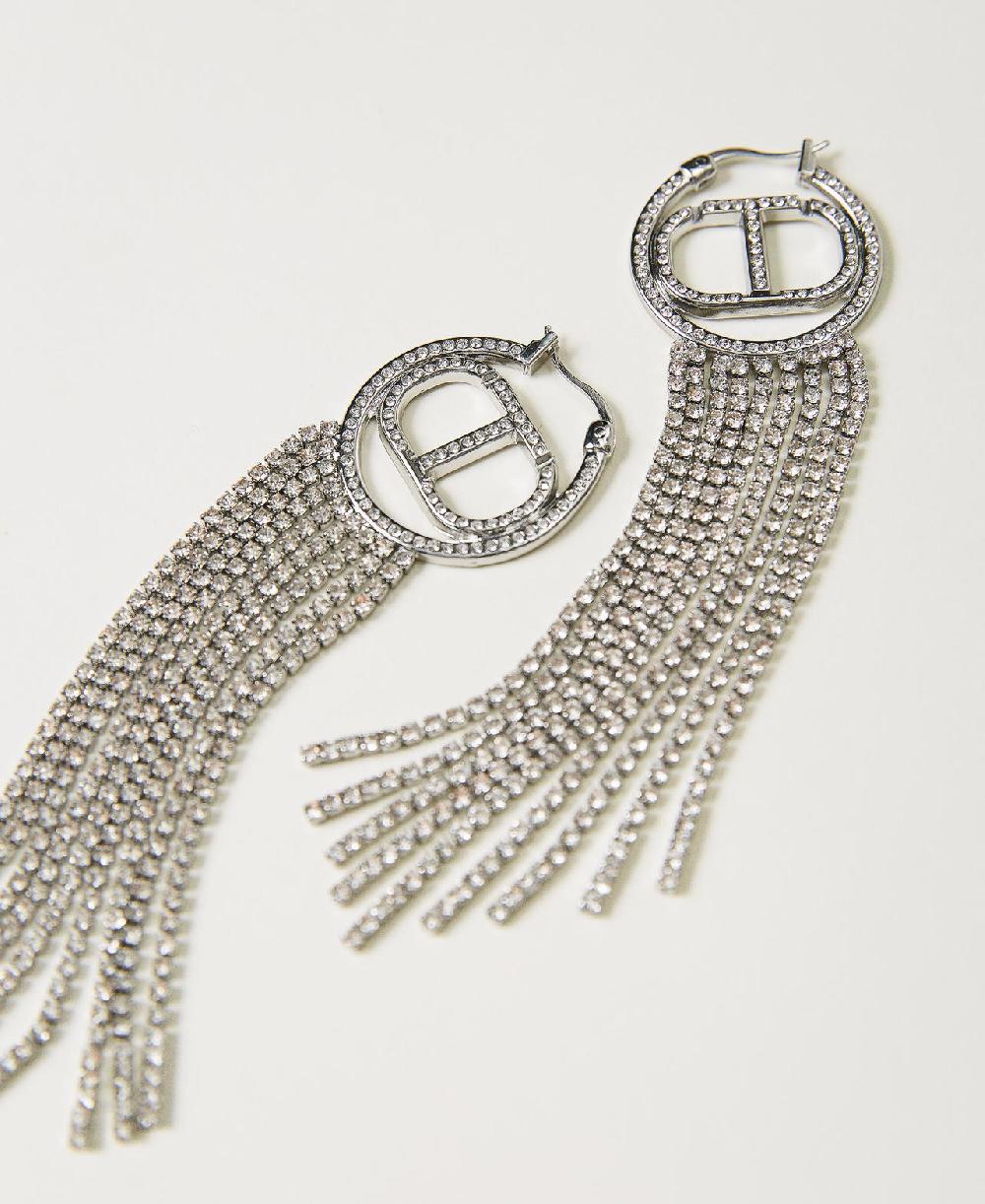 Scee by twin set Orecchini con Oval T e frange strass Qualità Garantita