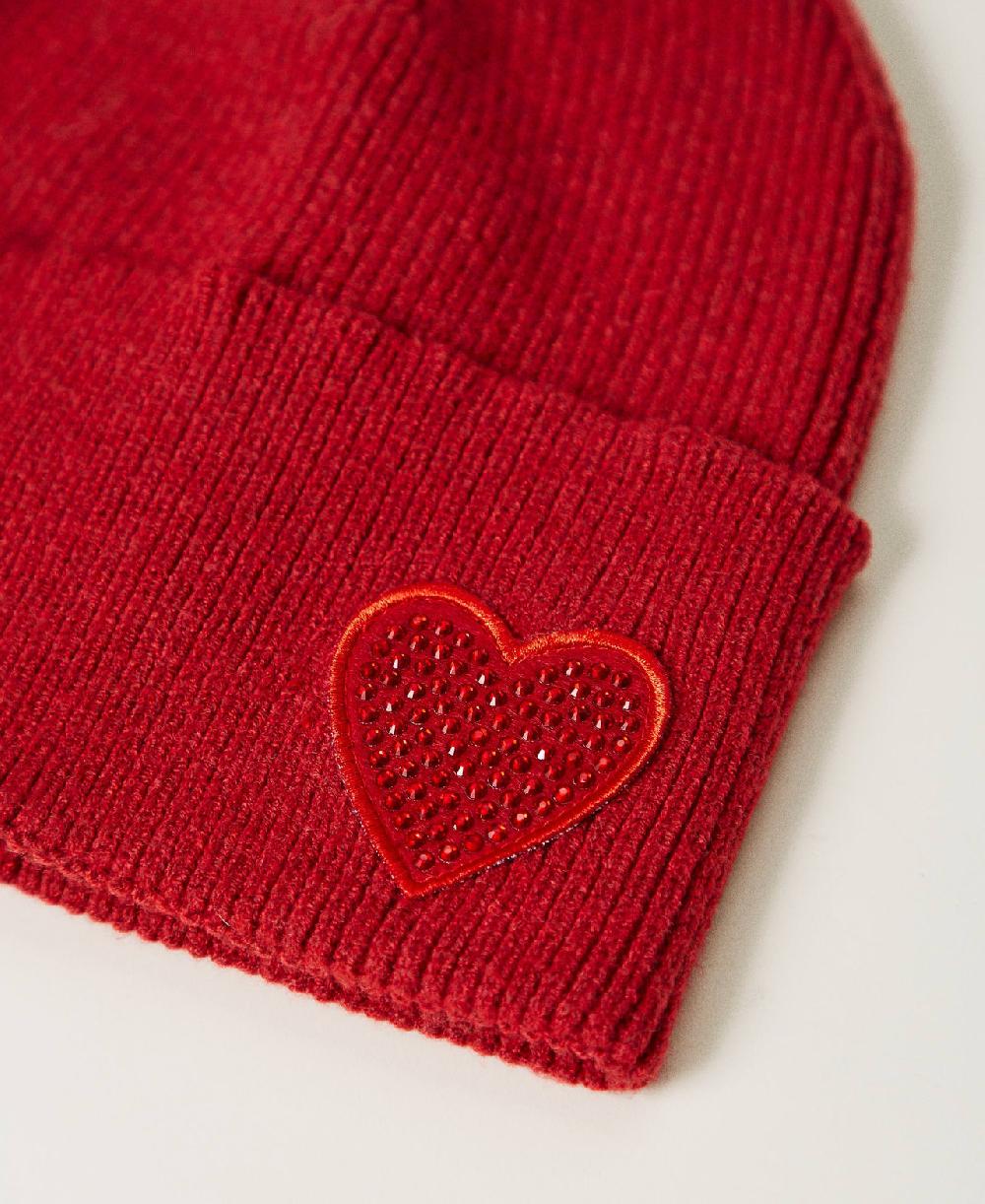 Scee by twin set Berretto in maglia con patch a cuore Consegna Veloce