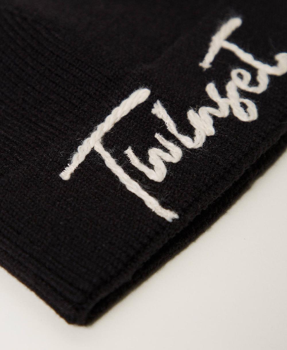 Scee by twin set Cuffia in maglia con ricamo logo Affare Del Giorno