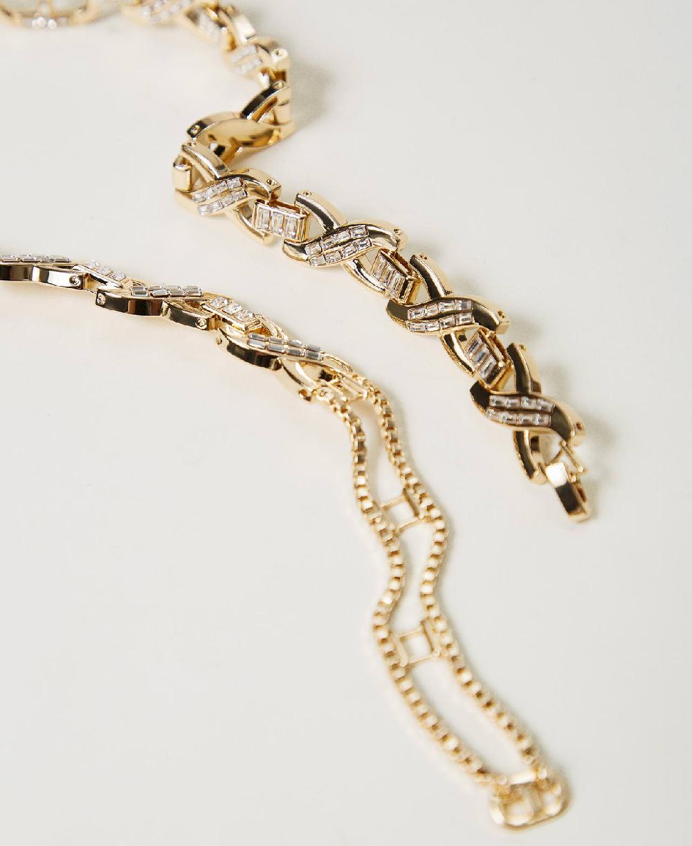 Scee by twin set Collana girocollo con strass e Oval T Novità