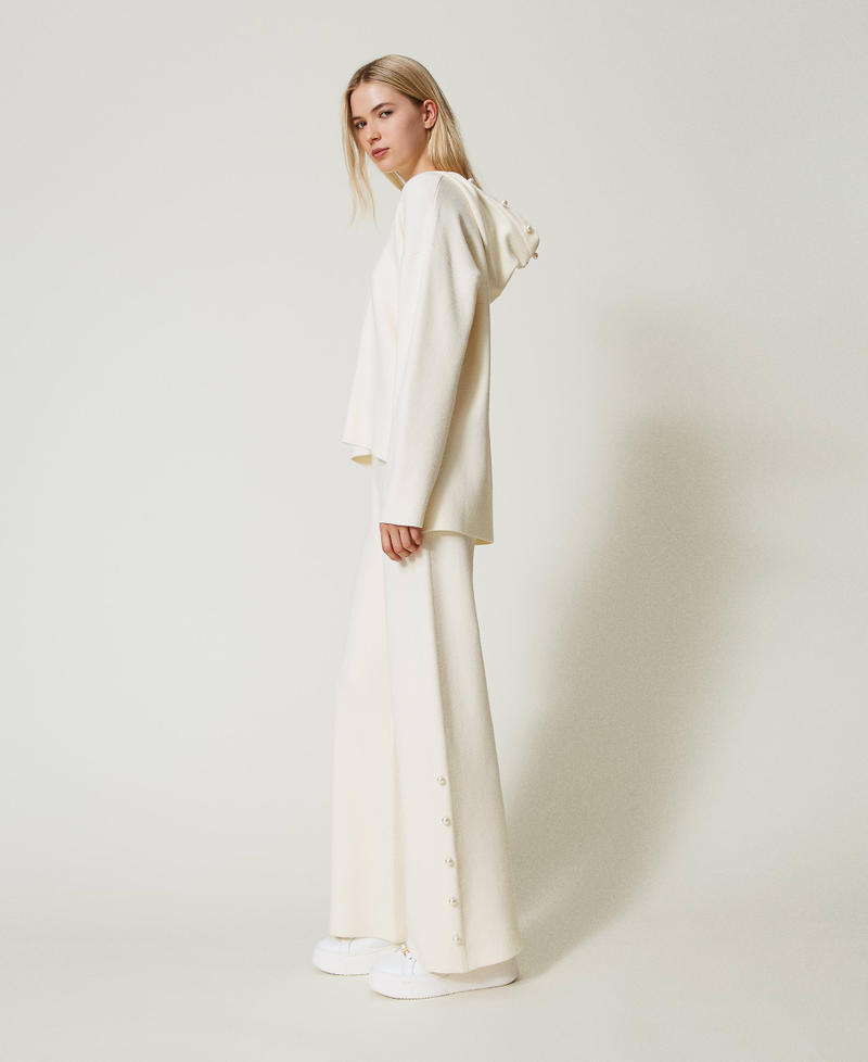 Scee by twin set Pantaloni wide leg in maglia con perle Hotsell