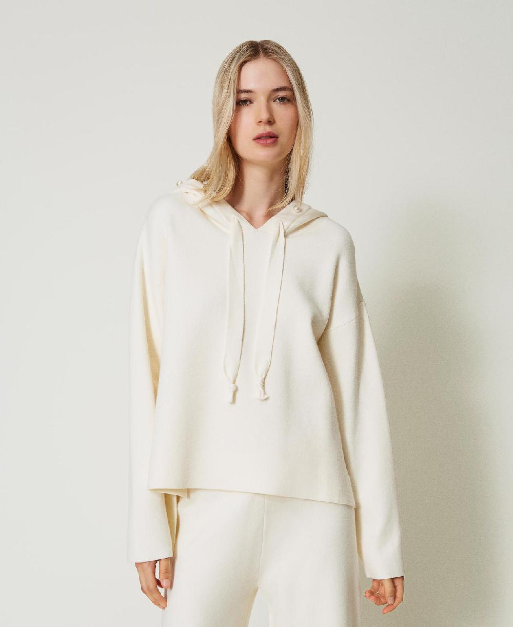 Scee by twin set Maglia con cappuccio e perle Vendita Calda