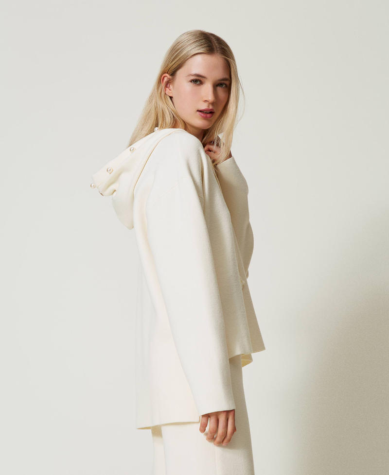 Scee by twin set Maglia con cappuccio e perle Vendita Calda