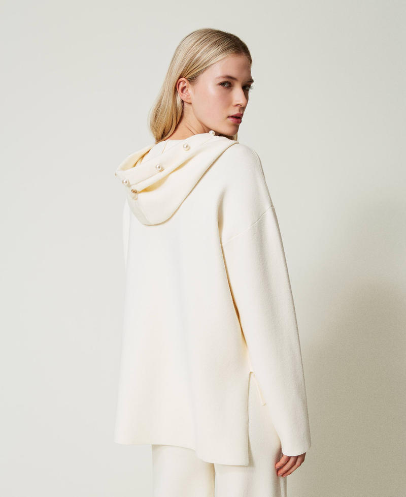 Scee by twin set Maglia con cappuccio e perle Vendita Calda