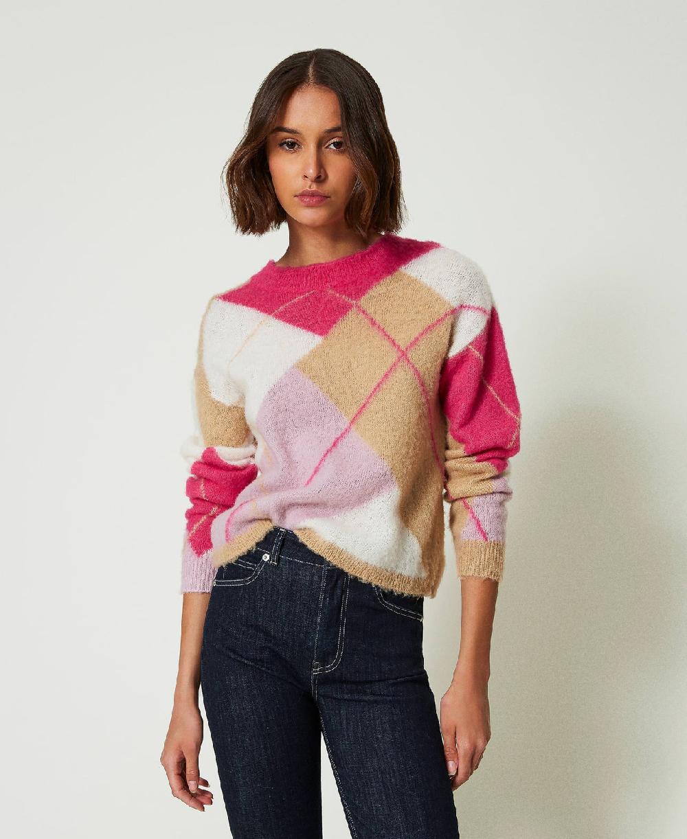 Scee by twin set Maglia jacquard argyle in misto lana Vendite Flash