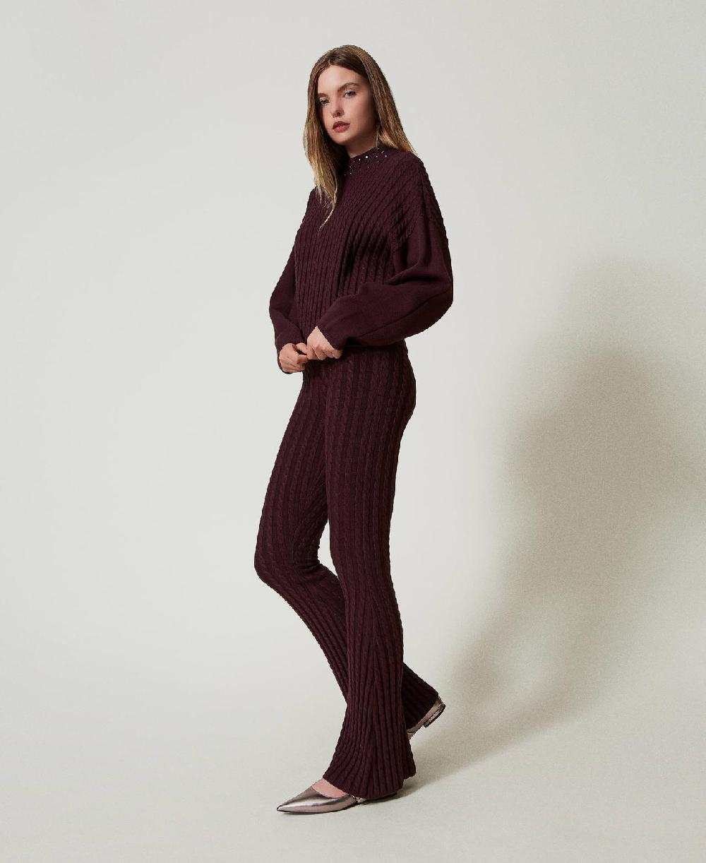 Scee by twin set Pantaloni flare in maglia a trecce Moda