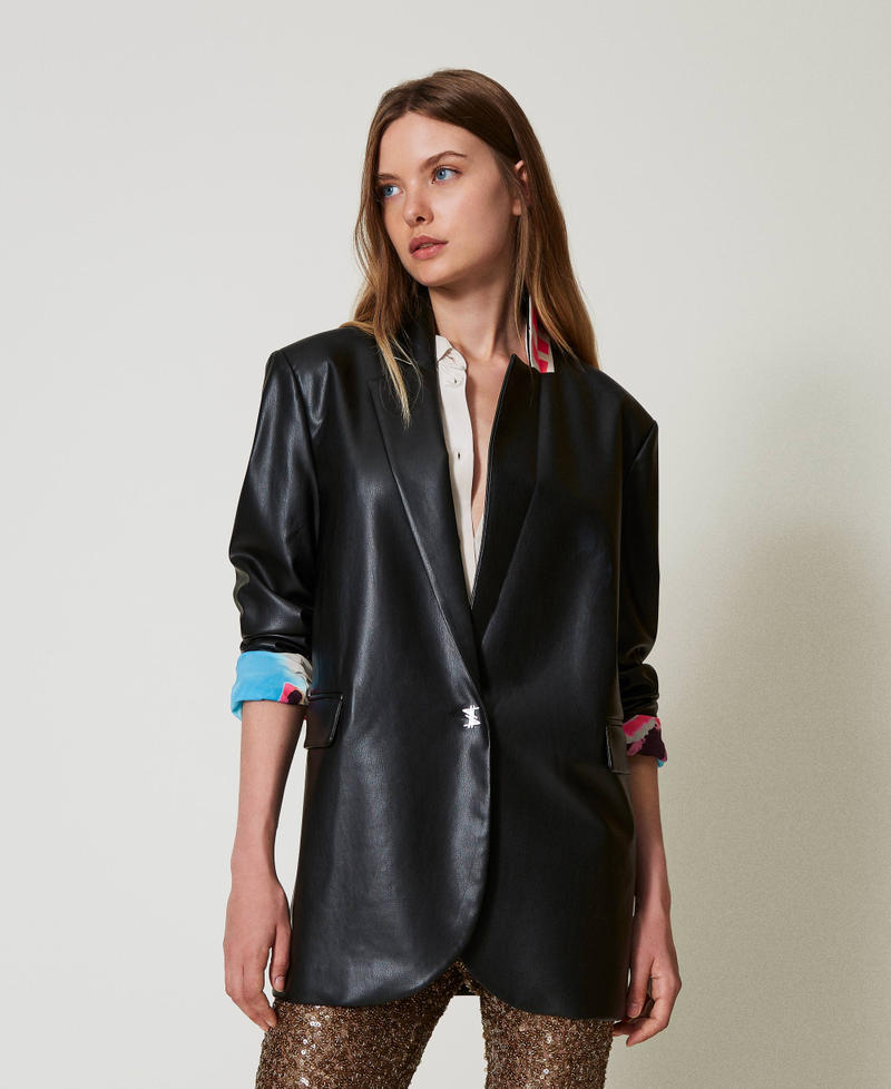 Scee by twin set Giacca blazer MYFO effetto pelle 2025