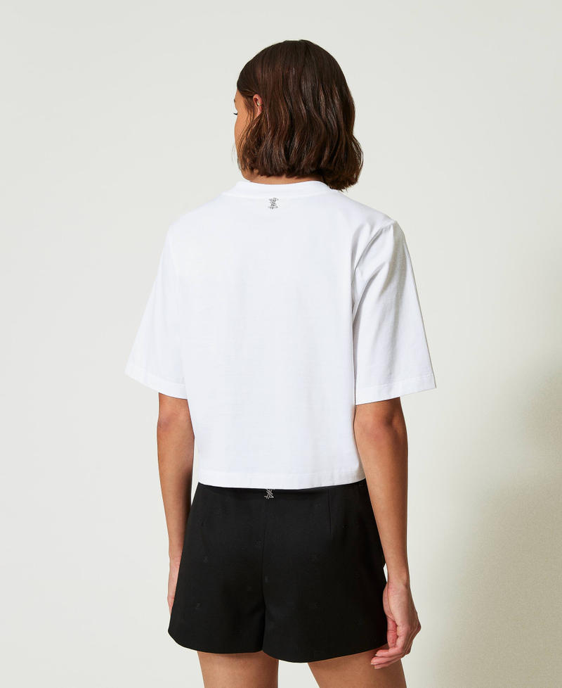 Scee by twin set T-shirt boxy MYFO con stampa e paillettes Nuovo