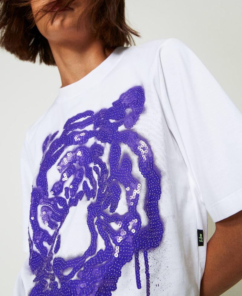 Scee by twin set T-shirt boxy MYFO con stampa e paillettes Nuovo