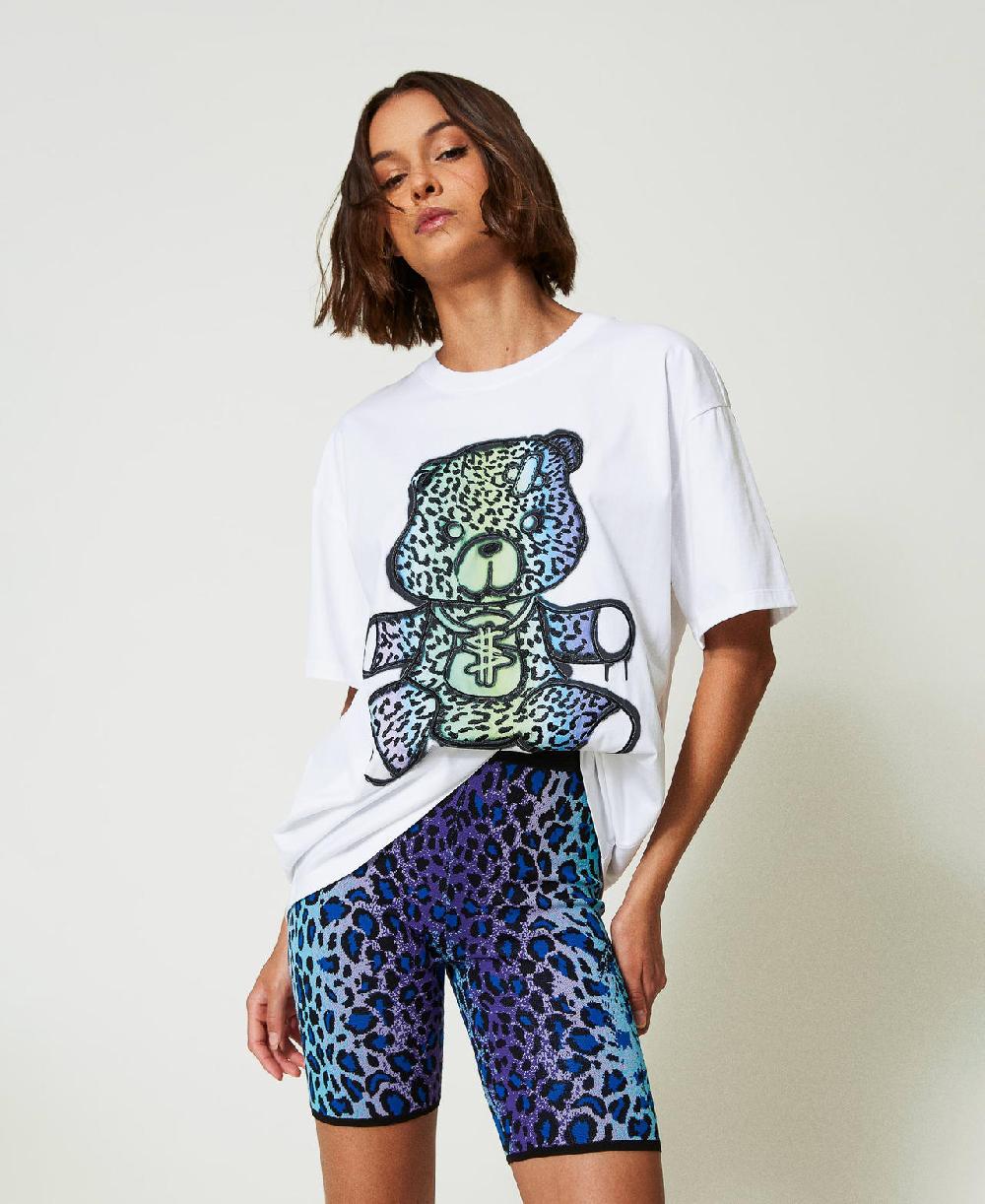 Scee by twin set Shorts biker MYFO in maglia jacquard Promozione