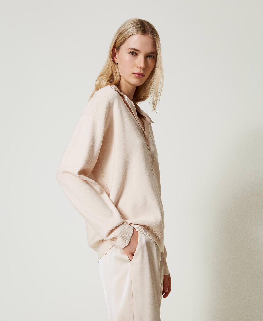 Scee by twin set Maglia con colletto in raso Negozi Online
