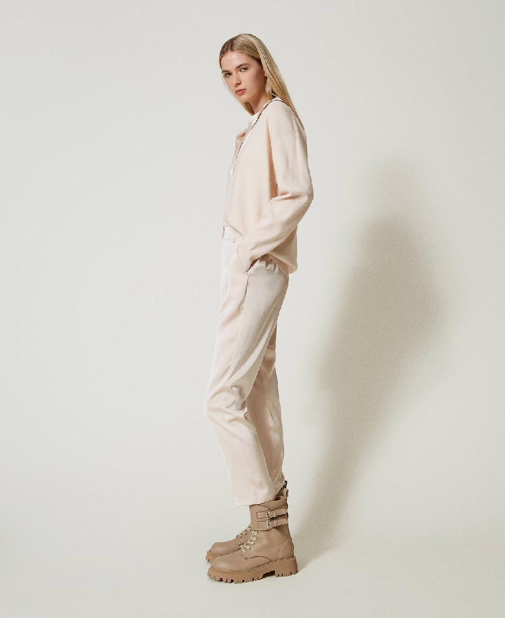 Scee by twin set Pantaloni a sigaretta in raso Acquista Ora