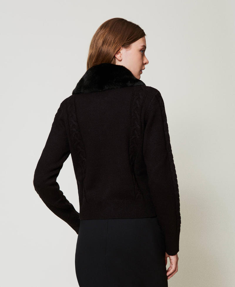 Scee by twin set Cardigan corto con collo in faux fur Consegna Veloce