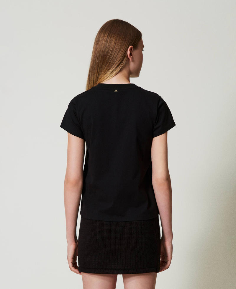 Scee by twin set T-shirt con logo e strass Novità